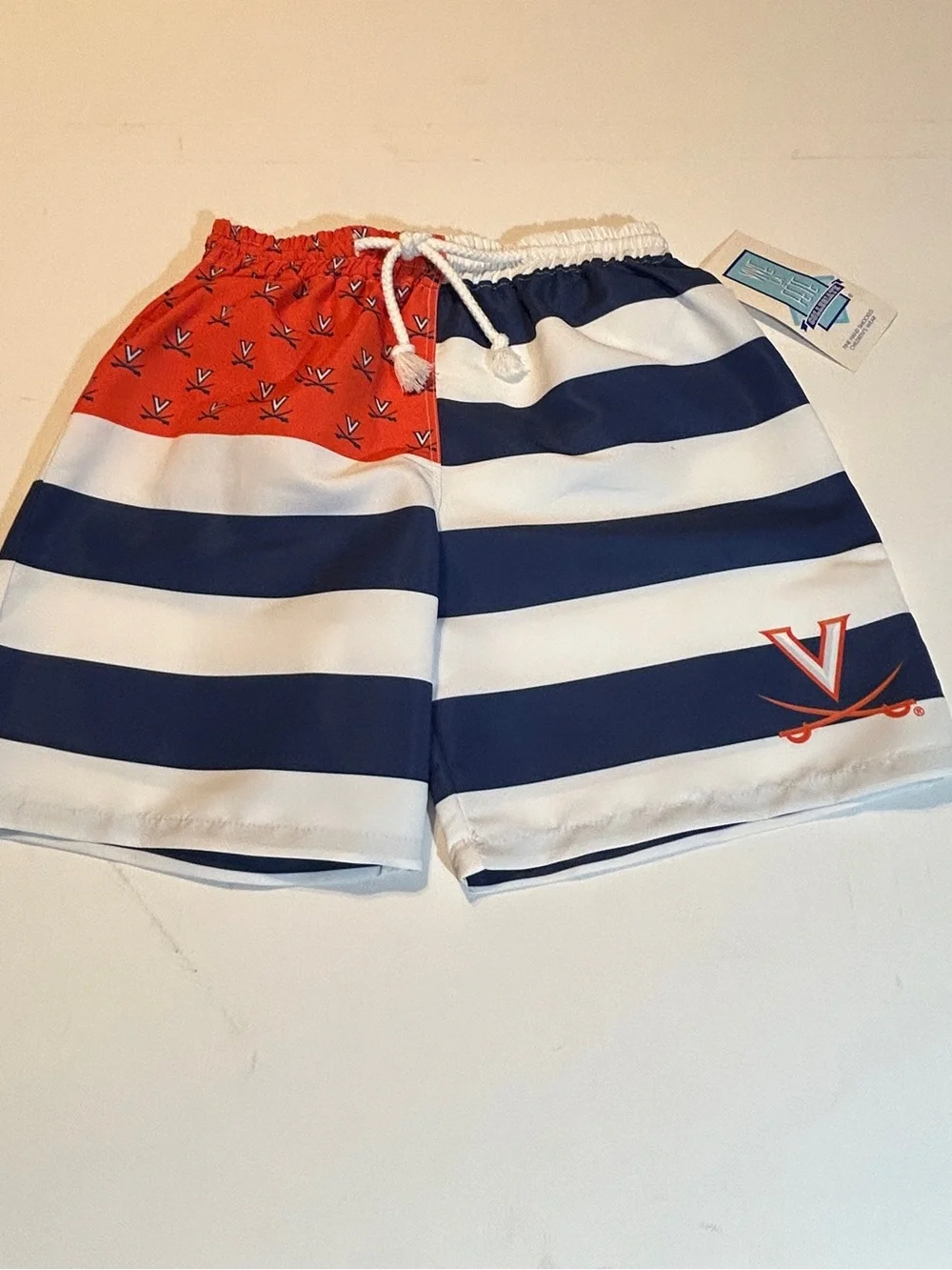 Vive La Fête Virginia Cavaliers UVA Swim Trunks Boys XS NWT Navy Orange